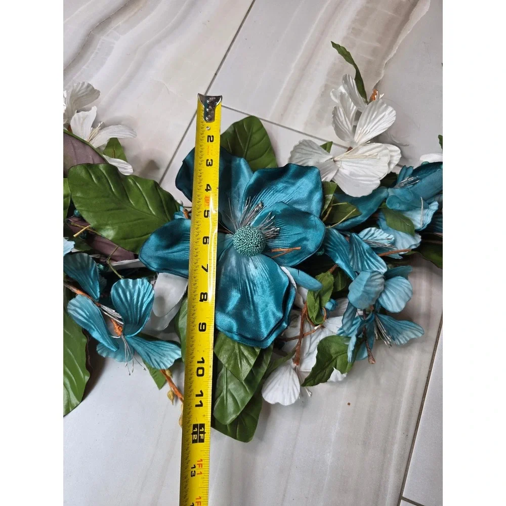 Large Teal & White Floral Wall Decor‎ Metal Flower Wall Art 37